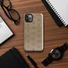 Glossy Woven Rattan Weave Tough Case for iPhone — seamless woven basket weave pattern in warm sandy tan and golden brown