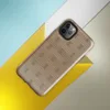 Glossy Woven Rattan Weave Tough Case for iPhone — seamless woven basket weave pattern in warm sandy tan and golden brown