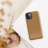 Glossy Woven Bamboo Mat Tough Case for iPhone — closely woven bamboo reed mat texture in warm golden and amber tones