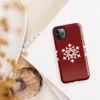 Glossy Winter Snowflake Trio Tough Case for iPhone — three identical white geometric snowflakes arranged in a row on a deep