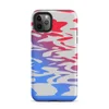 Matte Red Wave Blue Tide Tough Case for iPhone — fluid abstract waves of vivid red and electric blue merging through
