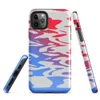 Glossy Red Wave Blue Tide Tough Case for iPhone — fluid abstract waves of vivid red and electric blue merging through
