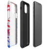 Glossy Red Wave Blue Tide Tough Case for iPhone — fluid abstract waves of vivid red and electric blue merging through