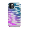 Matte Neon Tide Wave Tough Case for iPhone — rippling water waves in a teal to magenta gradient on a light gray background