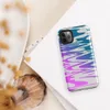 Glossy Neon Tide Wave Tough Case for iPhone — rippling water waves in a teal to magenta gradient on a light gray background