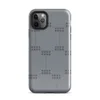 Glossy Steel Grid Dot Matrix Tough Case for iPhone — repeating grid of dark circular dots arranged in pairs on a cool