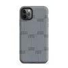 Matte Steel Grid Dot Matrix Tough Case for iPhone — repeating grid of dark circular dots arranged in pairs on a cool