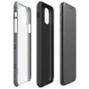 Glossy Steel Grid Dot Matrix Tough Case for iPhone — repeating grid of dark circular dots arranged in pairs on a cool