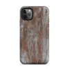 Matte Rust and Ruin Metal Tough Case for iPhone — heavily rusted metal surface with vertical rust streaks bleeding through