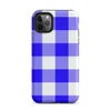 large-scale blue and white gingham check pattern with alternating solid cobalt, mixed checker, and white squares on Matte Classic Blue Gingham Tough Case for iPhone - default view