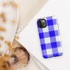large-scale blue and white gingham check pattern with alternating solid cobalt, mixed checker, and white squares on Glossy Classic Blue Gingham Tough Case for iPhone - default view
