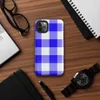 large-scale blue and white gingham check pattern with alternating solid cobalt, mixed checker, and white squares on Glossy Classic Blue Gingham Tough Case for iPhone - default view