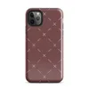 repeating ivory cross and dash marks scattered across a rich burgundy red textured background in a folk embroidery style on Glossy Crimson Cross Stitch Tough Case for iPhone - default view