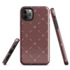 repeating ivory cross and dash marks scattered across a rich burgundy red textured background in a folk embroidery style on Glossy Crimson Cross Stitch Tough Case for iPhone - default view