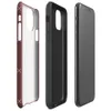 repeating ivory cross and dash marks scattered across a rich burgundy red textured background in a folk embroidery style on Glossy Crimson Cross Stitch Tough Case for iPhone - default view