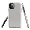 soft crinkled linen fabric texture in muted stone grey with subtle natural fiber detail and organic surface variation on Glossy Stone Linen Texture Tough Case for iPhone - default view