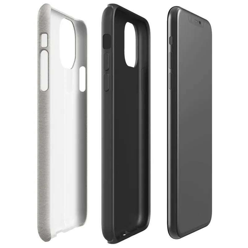 soft crinkled linen fabric texture in muted stone grey with subtle natural fiber detail and organic surface variation on Glossy Stone Linen Texture Tough Case for iPhone - default view