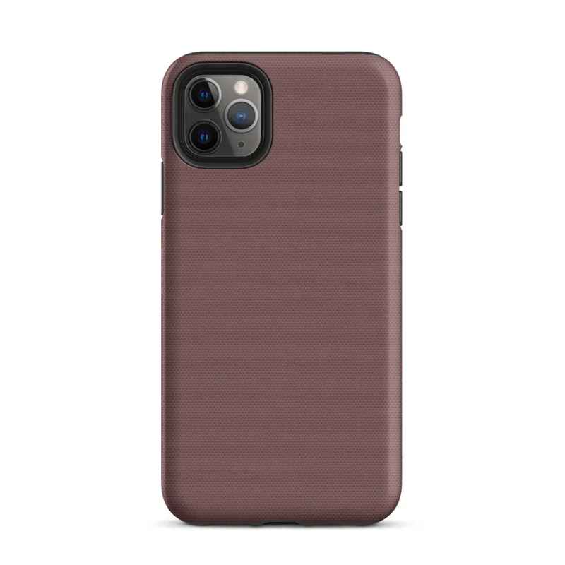 solid deep burgundy canvas-textured surface with a rich wine tone and subtle woven pattern throughout on Matte Deep Burgundy Solid Tough Case for iPhone - default view