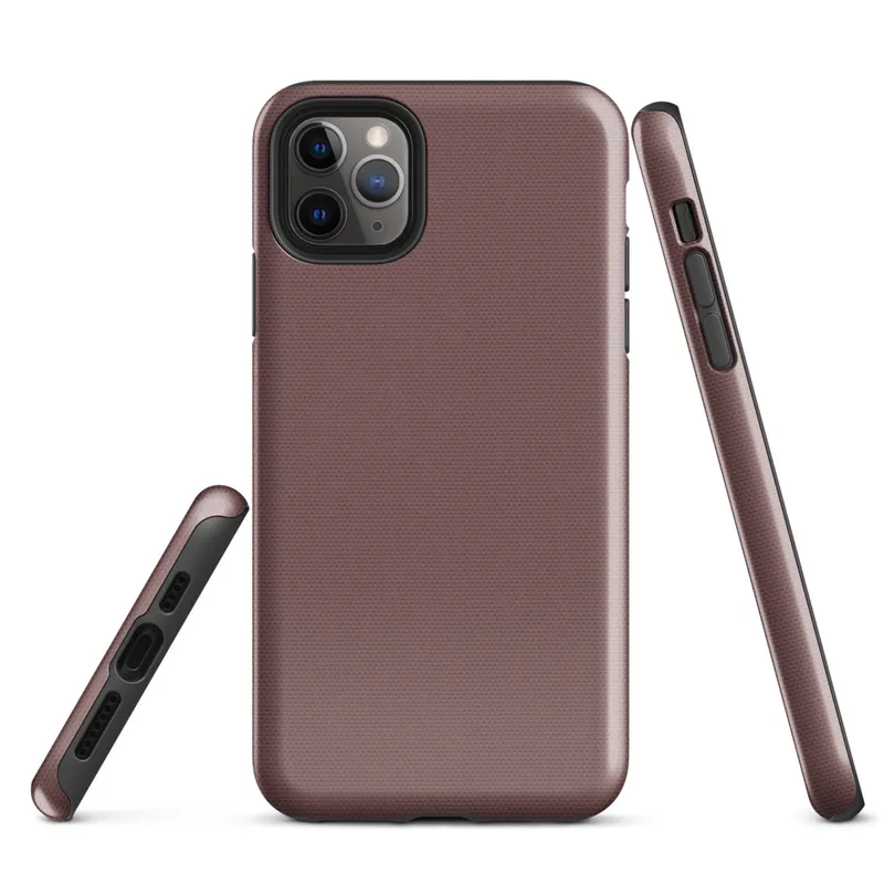 solid deep burgundy canvas-textured surface with a rich wine tone and subtle woven pattern throughout on Glossy Deep Burgundy Solid Tough Case for iPhone - default view