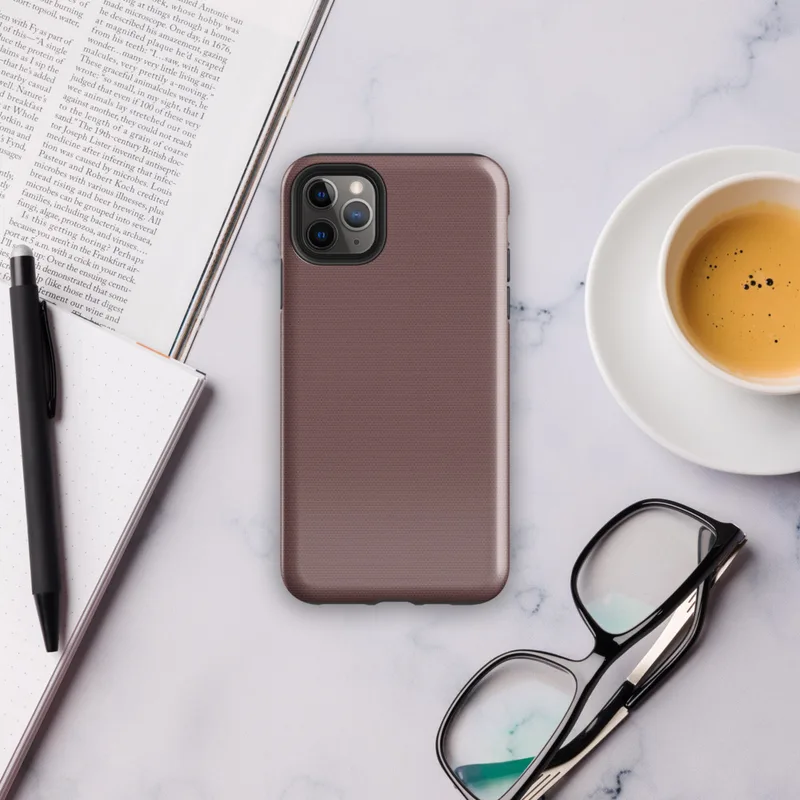 solid deep burgundy canvas-textured surface with a rich wine tone and subtle woven pattern throughout on Glossy Deep Burgundy Solid Tough Case for iPhone - default view