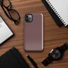 solid deep burgundy canvas-textured surface with a rich wine tone and subtle woven pattern throughout on Glossy Deep Burgundy Solid Tough Case for iPhone - default view