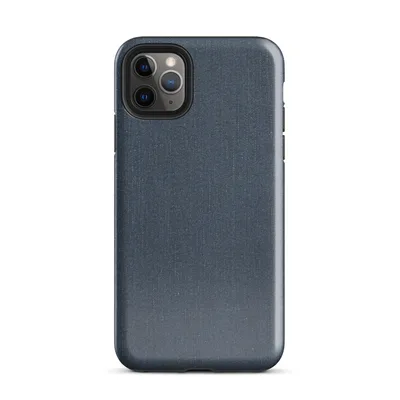 close-up dark navy denim fabric texture with subtle vertical weave grain and muted indigo tones on Glossy Dark Denim Texture Tough Case for iPhone - default view