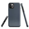 close-up dark navy denim fabric texture with subtle vertical weave grain and muted indigo tones on Glossy Dark Denim Texture Tough Case for iPhone - default view
