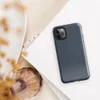 close-up dark navy denim fabric texture with subtle vertical weave grain and muted indigo tones on Glossy Dark Denim Texture Tough Case for iPhone - default view