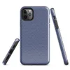 diagonal twill weave pattern in deep navy and slate blue, resembling woven fabric with fine alternating stripes on Glossy Navy Twill Weave Tough Case for iPhone - default view