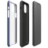 diagonal twill weave pattern in deep navy and slate blue, resembling woven fabric with fine alternating stripes on Glossy Navy Twill Weave Tough Case for iPhone - default view