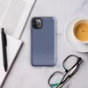 diagonal twill weave pattern in deep navy and slate blue, resembling woven fabric with fine alternating stripes on Glossy Navy Twill Weave Tough Case for iPhone - default view