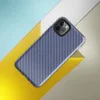 diagonal twill weave pattern in deep navy and slate blue, resembling woven fabric with fine alternating stripes on Glossy Navy Twill Weave Tough Case for iPhone - default view
