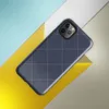 deep navy blue diagonal diamond grid with white dashed stitching lines and small cross-stitch marks at each intersection, resembling quilted fabric on Glossy Navy Quilted Diamond Stitch Tough Case for iPhone - default view