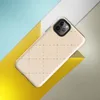 repeating diamond trellis of dashed lines and small cross stitches in soft grey on a warm blush cream background on Glossy Stitched Diamond Trellis Tough Case for iPhone - default view
