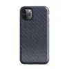 diagonal twill carbon fiber weave in deep navy blue and dark slate with alternating light-catching bands on Glossy Midnight Carbon Fiber Shield Tough Case for iPhone - default view