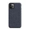 diagonal twill carbon fiber weave in deep navy blue and dark slate with alternating light-catching bands on Matte Midnight Carbon Fiber Shield Tough Case for iPhone - default view