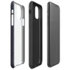 diagonal twill carbon fiber weave in deep navy blue and dark slate with alternating light-catching bands on Glossy Midnight Carbon Fiber Shield Tough Case for iPhone - default view