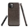close-up realistic dark brown woven wicker basket weave pattern with interlaced strands and subtle light shading on Glossy Dark Woven Wicker Texture Tough Case for iPhone - default view