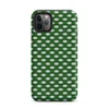 repeating woven basket weave grid in deep forest green and soft mint white creating a three-dimensional optical illusion effect on Matte Green Woven Grid Illusion Tough Case for iPhone - default view