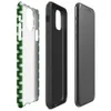 repeating woven basket weave grid in deep forest green and soft mint white creating a three-dimensional optical illusion effect on Glossy Green Woven Grid Illusion Tough Case for iPhone - default view