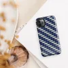 interlocking woven pattern of deep navy blue and brushed silver strips creating a basket weave texture with dimensional shading on Glossy Steel Weave Navy Armor Tough Case for iPhone - default view