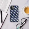 interlocking woven pattern of deep navy blue and brushed silver strips creating a basket weave texture with dimensional shading on Glossy Steel Weave Navy Armor Tough Case for iPhone - default view