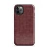 close-up chunky knit sweater texture in deep crimson red with subtle tonal variation and interlocking stitch rows on Glossy Crimson Knit Texture Tough Case for iPhone - default view