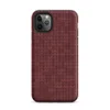 close-up chunky knit sweater texture in deep crimson red with subtle tonal variation and interlocking stitch rows on Matte Crimson Knit Texture Tough Case for iPhone - default view