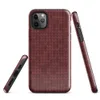 close-up chunky knit sweater texture in deep crimson red with subtle tonal variation and interlocking stitch rows on Glossy Crimson Knit Texture Tough Case for iPhone - default view