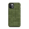 seamless close-up of olive green knitted fabric with repeating V-shaped stitch rows in varied shades of forest green on Matte Forest Green Knit Texture Tough Case for iPhone - default view