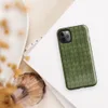 seamless close-up of olive green knitted fabric with repeating V-shaped stitch rows in varied shades of forest green on Glossy Forest Green Knit Texture Tough Case for iPhone - default view