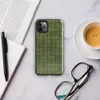 seamless close-up of olive green knitted fabric with repeating V-shaped stitch rows in varied shades of forest green on Glossy Forest Green Knit Texture Tough Case for iPhone - default view