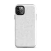 seamless white knit fabric texture with softly repeating tonal snowflake motifs in a light grey on white palette on Glossy Winter White Knit Texture Tough Case for iPhone - default view