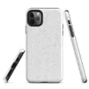 seamless white knit fabric texture with softly repeating tonal snowflake motifs in a light grey on white palette on Glossy Winter White Knit Texture Tough Case for iPhone - default view